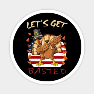 Dabbing Turkey Thanksgiving Let’s Go Basted American Flag Magnet